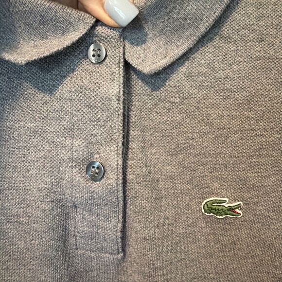 Preppy Lacoste Women's Slim-Fit Short-Sleeve Gray Polo Cotton Piqué  Sz 40 - Picture 4 of 5